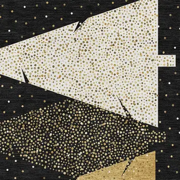 8' X 10' Midnight Gold And Ivory Polka Dot Washable Area Rug With UV Protection