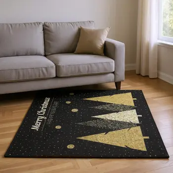 9' X 12' Midnight Gold And Ivory Polka Dot Washable Area Rug With UV Protection