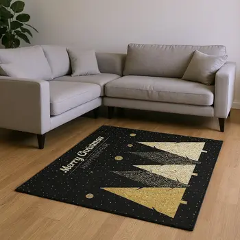 10' X 14' Midnight Gold And Ivory Polka Dot Washable Area Rug With UV Protection