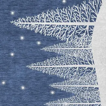 3' X 5' Blue Ivory And Red Botanical Leaves Washable Area Rug With UV Protection
