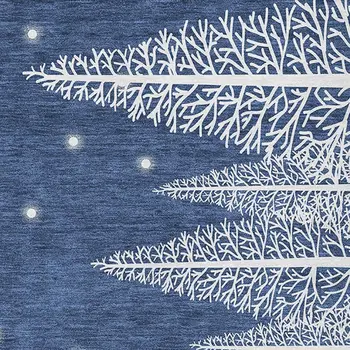 8' X 10' Blue Ivory And Red Botanical Leaves Washable Area Rug With UV Protection