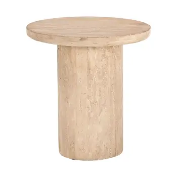 15" Natural Stone Round Pedestal End Table