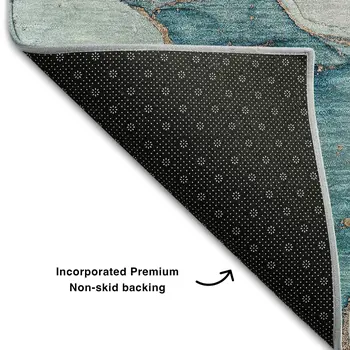 8' X 10' Blue And Green Abstract Washable Area Rug With UV Protection
