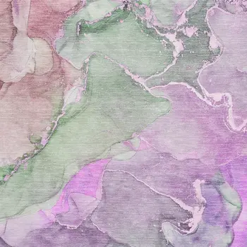 8' X 10' Purple And Green Abstract Washable Area Rug With UV Protection