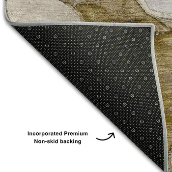 8' Taupe And Gray Abstract Washable Round Rug With UV Protection