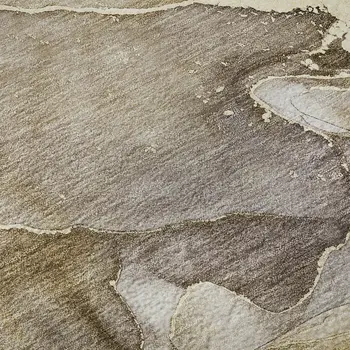 10' X 14' Taupe And Gray Abstract Washable Area Rug With UV Protection