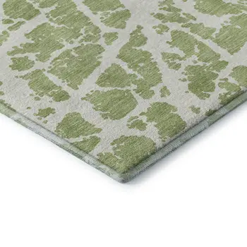 8' X 10' Fern Green And Ivory Abstract Washable Area Rug With UV Protection