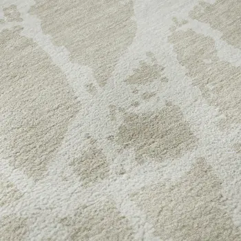 3' X 5' Beige And Ivory Abstract Washable Area Rug With UV Protection