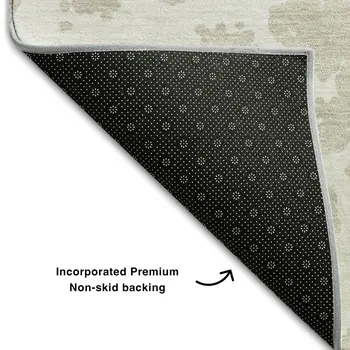 8' X 10' Beige And Ivory Abstract Washable Area Rug With UV Protection