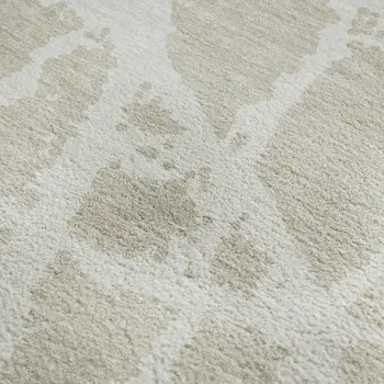 8' X 10' Beige And Ivory Abstract Washable Area Rug With UV Protection