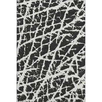 8' X 10' Black And Ivory Abstract Washable Area Rug With UV Protection