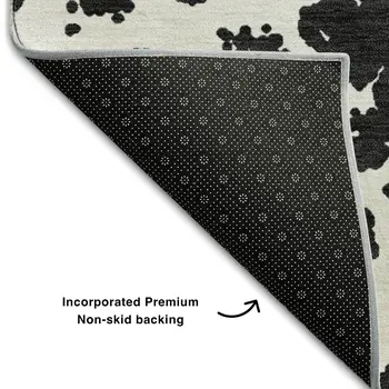 8' X 10' Black And Ivory Abstract Washable Area Rug With UV Protection