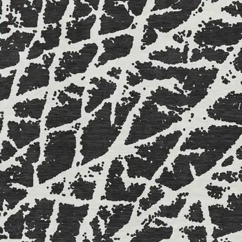 8' X 10' Black And Ivory Abstract Washable Area Rug With UV Protection