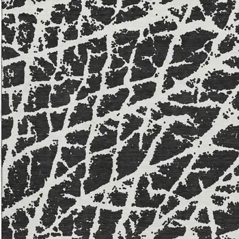 8' X 10' Black And Ivory Abstract Washable Area Rug With UV Protection