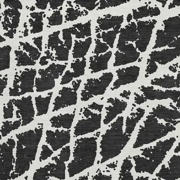 9' X 12' Black And Ivory Abstract Washable Area Rug With UV Protection