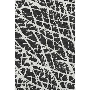 10' X 14' Black And Ivory Abstract Washable Area Rug With UV Protection