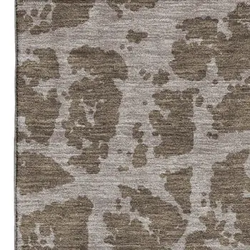8' X 10' Brown And Ivory Abstract Washable Area Rug With UV Protection