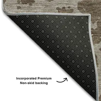 10' X 14' Brown And Ivory Abstract Washable Area Rug With UV Protection