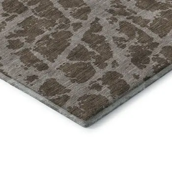 10' X 14' Brown And Ivory Abstract Washable Area Rug With UV Protection