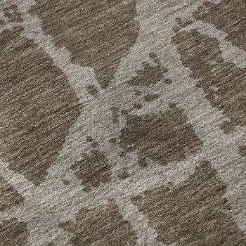 10' X 14' Brown And Ivory Abstract Washable Area Rug With UV Protection