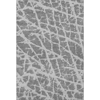 8' X 10' Charcoal And Ivory Abstract Washable Area Rug With UV Protection