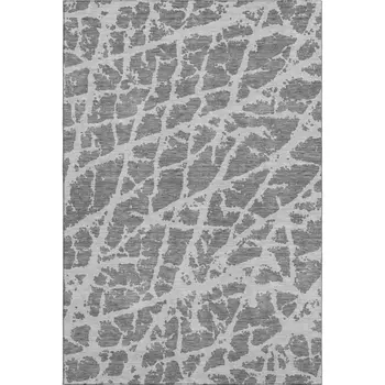 10' X 14' Charcoal And Ivory Abstract Washable Area Rug With UV Protection