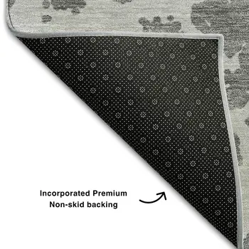 10' X 14' Charcoal And Ivory Abstract Washable Area Rug With UV Protection