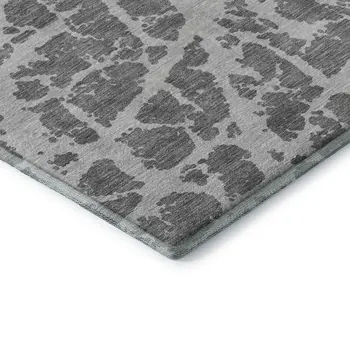 10' X 14' Charcoal And Ivory Abstract Washable Area Rug With UV Protection