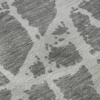 10' X 14' Charcoal And Ivory Abstract Washable Area Rug With UV Protection