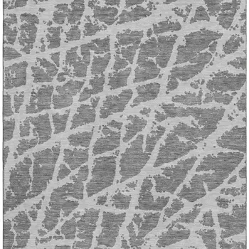 10' X 14' Charcoal And Ivory Abstract Washable Area Rug With UV Protection