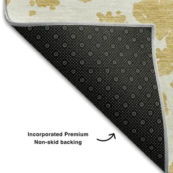 8' X 10' Gold And Ivory Abstract Washable Area Rug With UV Protection