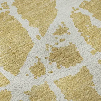8' X 10' Gold And Ivory Abstract Washable Area Rug With UV Protection