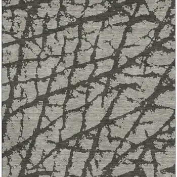 3' X 5' Gray And Charcoal Abstract Washable Area Rug With UV Protection