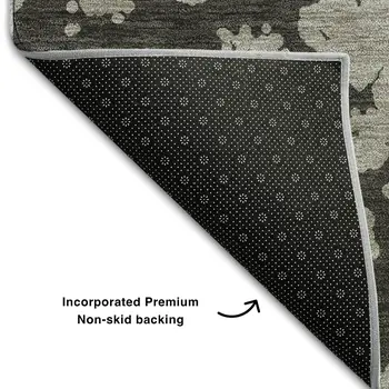 8' X 10' Gray And Charcoal Abstract Washable Area Rug With UV Protection