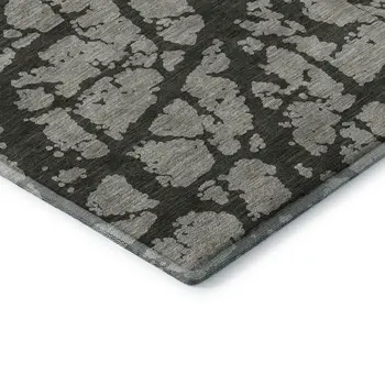 8' X 10' Gray And Charcoal Abstract Washable Area Rug With UV Protection