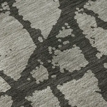 10' X 14' Gray And Charcoal Abstract Washable Area Rug With UV Protection