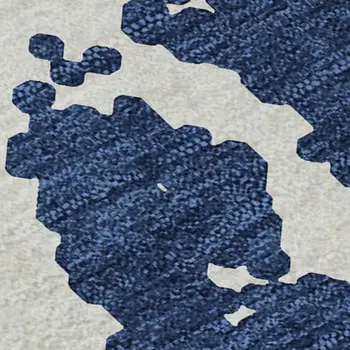 3' X 5' Navy Blue And Ivory Abstract Washable Area Rug With UV Protection