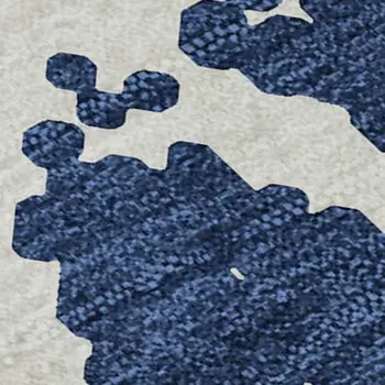 9' X 12' Navy Blue And Ivory Abstract Washable Area Rug With UV Protection