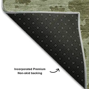 10' X 14' Olive Green And Gray Abstract Washable Area Rug With UV Protection