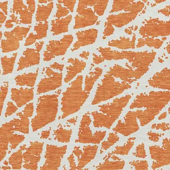 3' X 5' Orange And Ivory Abstract Washable Area Rug With UV Protection