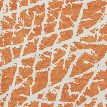5' X 8' Orange And Ivory Abstract Washable Area Rug With UV Protection
