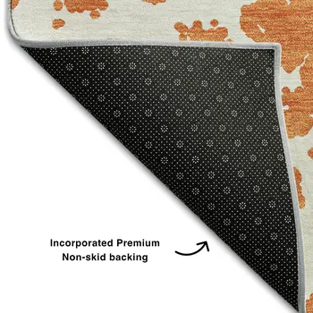 8' X 10' Orange And Ivory Abstract Washable Area Rug With UV Protection