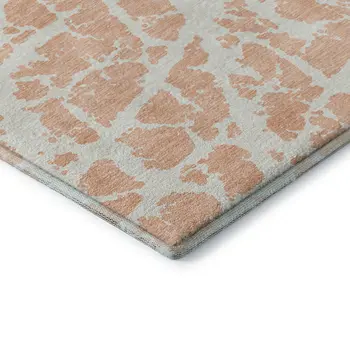 8' X 10' Peach And Ivory Abstract Washable Area Rug With UV Protection