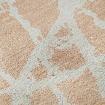 10' X 14' Peach And Ivory Abstract Washable Area Rug With UV Protection