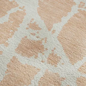 10' X 14' Peach And Ivory Abstract Washable Area Rug With UV Protection