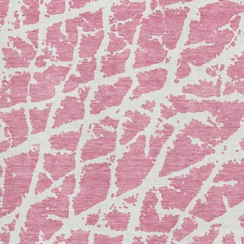 5' X 8' Pink And Ivory Abstract Washable Area Rug With UV Protection
