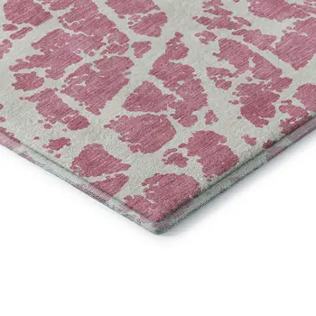 10' X 14' Pink And Ivory Abstract Washable Area Rug With UV Protection