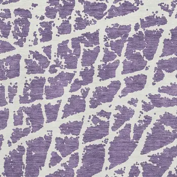 5' X 8' Purple And Ivory Abstract Washable Area Rug With UV Protection