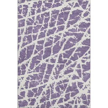 8' X 10' Purple And Ivory Abstract Washable Area Rug With UV Protection
