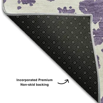 8' X 10' Purple And Ivory Abstract Washable Area Rug With UV Protection